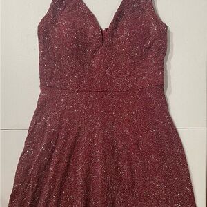 Crystal Doll Burgundy Sparkle Dress